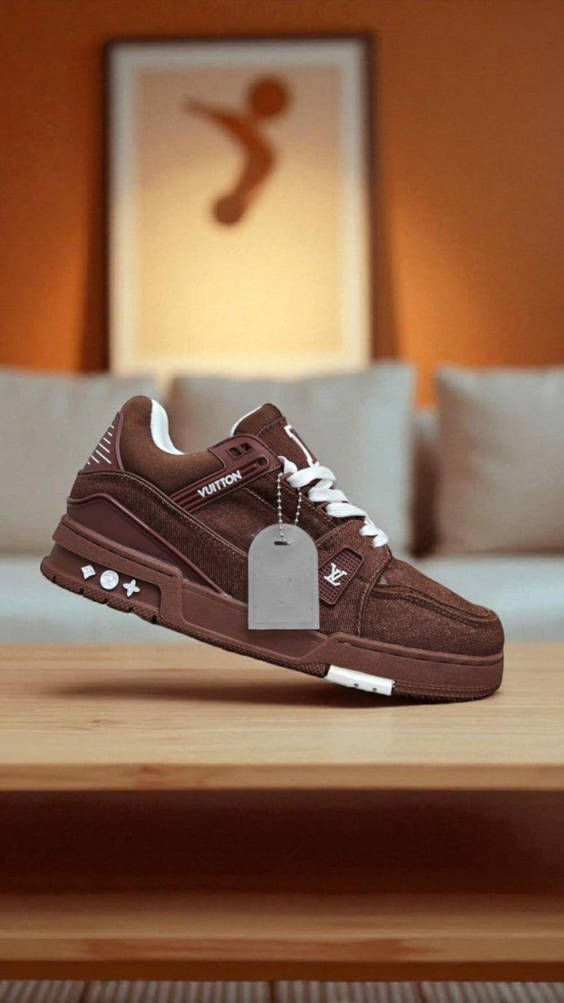 Louis Vuitton Trainer Brown Denim With All Accessories 199