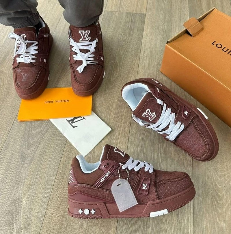 Louis Vuitton Trainer Brown Denim With All Accessories 199