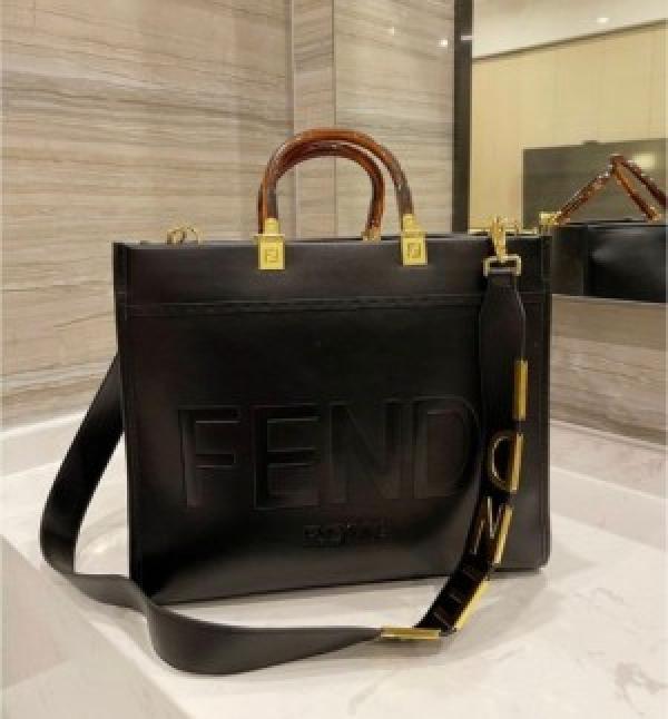 fendi  roma  plain  ladies  trendy  leather  handbag  (203) 35 cm big size