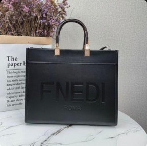 fendi  roma  plain  ladies  trendy  leather  handbag  (203) 35 cm big size