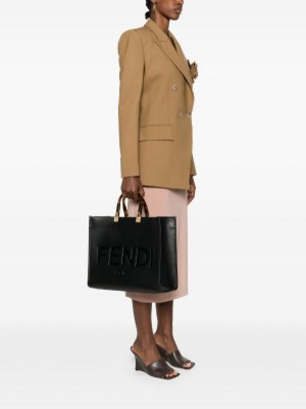 fendi  roma  plain  ladies  trendy  leather  handbag  35 cm big size 1966