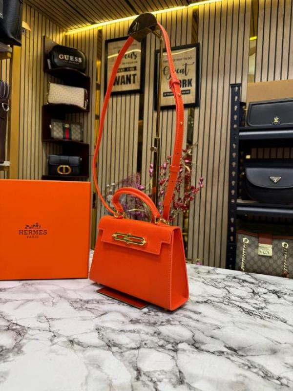 Hermes Kelly Top Handle Bag With Box (Orange)