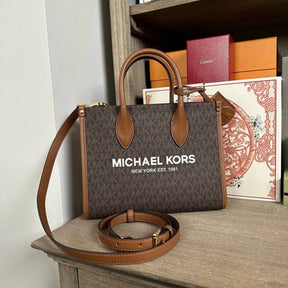 Michael  kors mirella tote bag with dust bagand carry bag(22320coffe  brown)