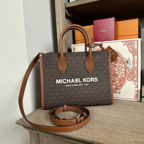 Michael  kors mirella tote bag with dust bagand carry bag(22320coffe  brown)