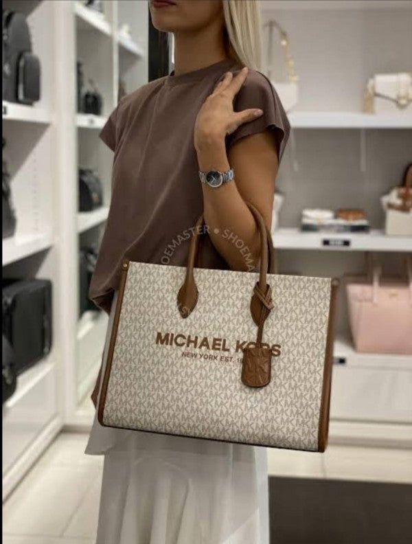 Michael  kors mirella logo tote bag with dust bag and carry bag(22320biege  brown