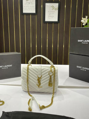 Ysl classic messenger college bag with og box(0255 1 white)