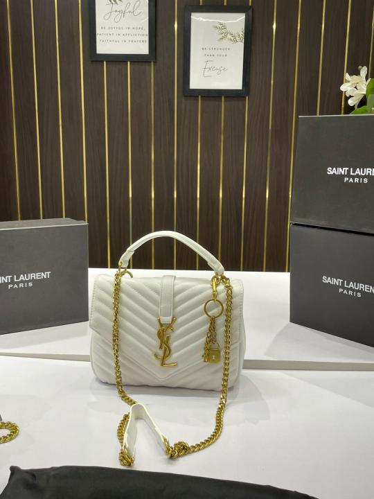 Ysl classic messenger college bag with og box(0255 1 white)