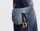 Dior  saddle  denim  bag  with  og  box