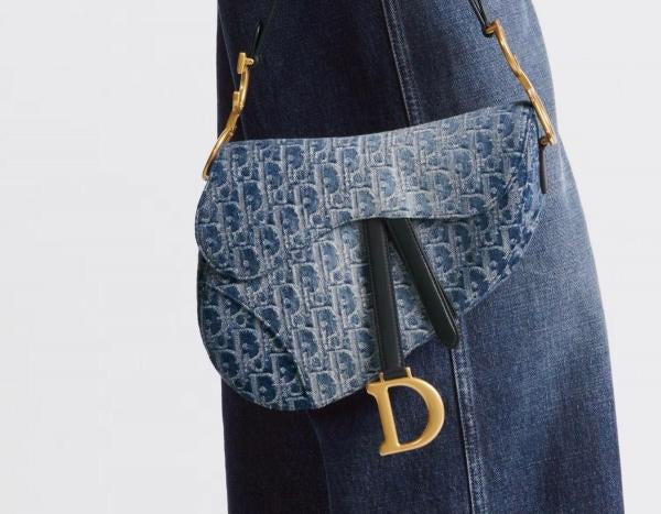 Dior  saddle  denim  bag  with  og  box