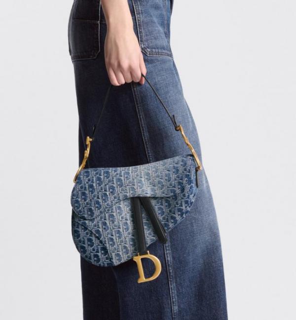 Dior  saddle  denim  bag  with  og  box