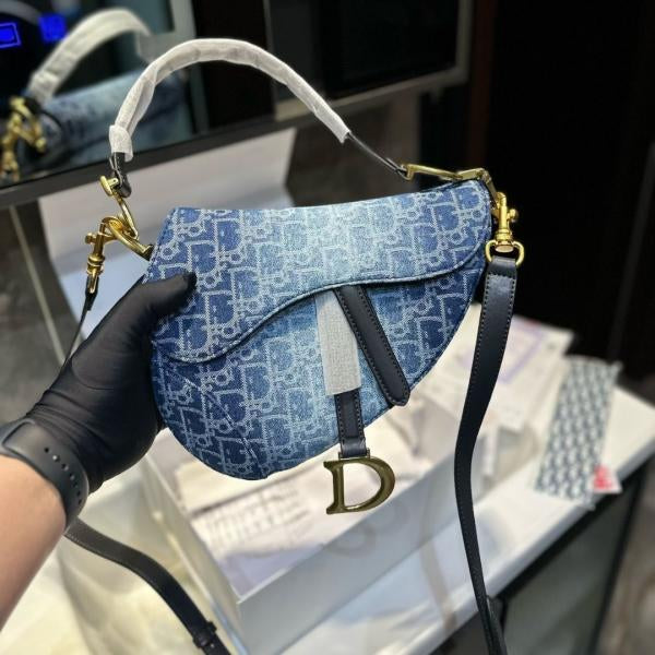 Dior  saddle  denim  bag  with  og  box
