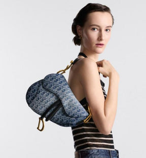 Dior  saddle  denim  bag  with  og  box