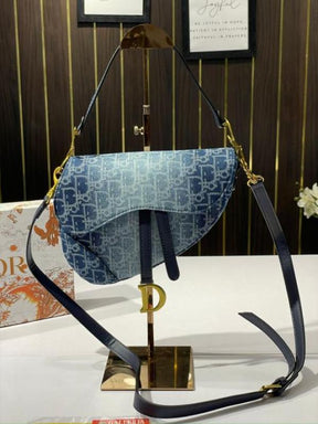 Dior  saddle  denim  bag  with  og  box