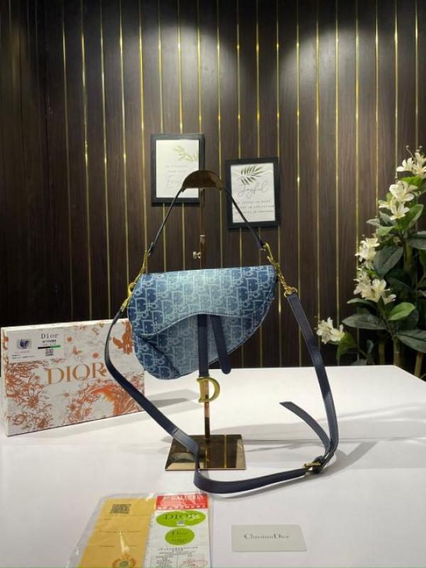 Dior  saddle  denim  bag  with  og  box