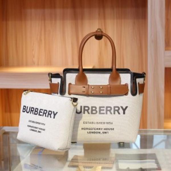 Burberry  HorseFerry  House  Canvas  Tote  Bag  With  Dustbag  Slingbelt  Pouch  Card  1299