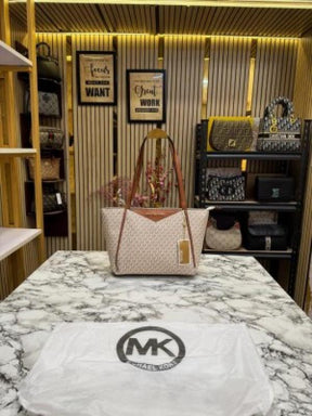 MICHAEL  KORS WHITNEY SIGNATURE SHOULDER BAG WITH DUST BAG PREMIUM QUALITY (BIEGE BROWN)