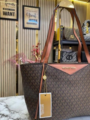 MICHAEL  KORS WHITNEY SIGNATURE SHOULDER BAG WITH DUST BAG PREMIUM QUALITY (COFFEE BROWN)
