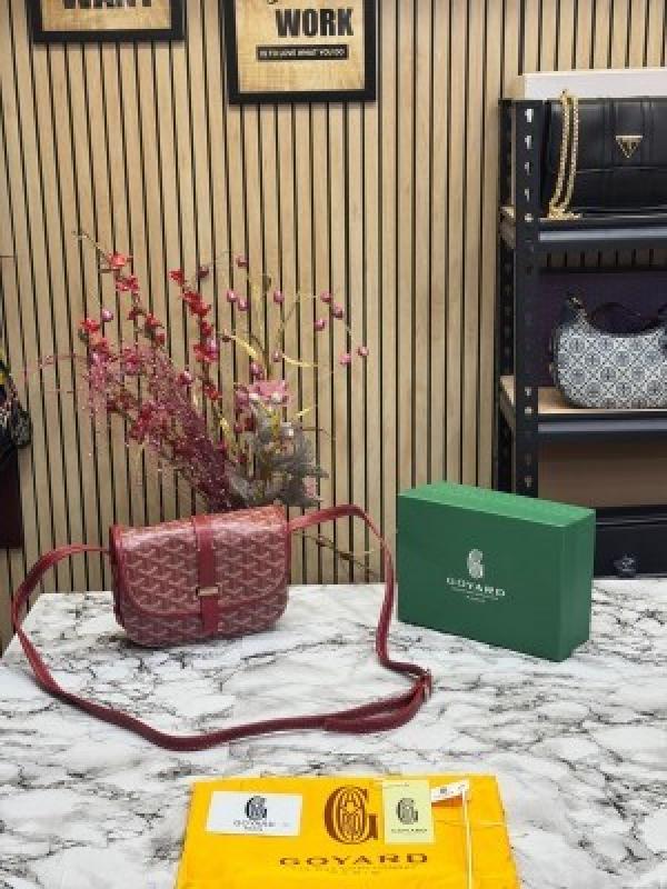 Goyard Belvedere Crossbody Bag PM With Box And Dust Bag (Red)