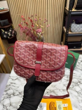 Goyard Belvedere Crossbody Bag PM With Box And Dust Bag (Red)