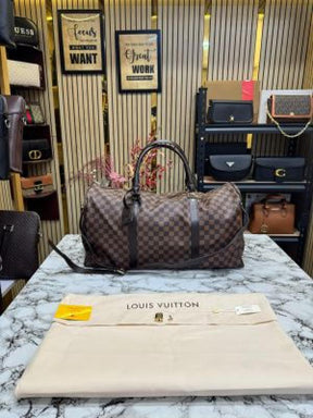 Louis  Vuitton Premium Quality Keepall Duffle Bag With Dust Bag (brown checks)