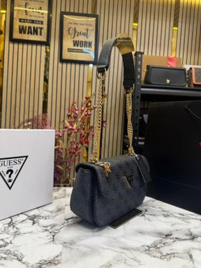Guess Noelle Crossbody Camera Bag With Box And Dust Bag Including Carry Bag (grey black)