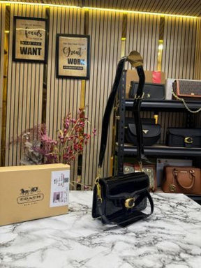 Coac  h tabby glossy crossbody bag with box and dust bag (black)