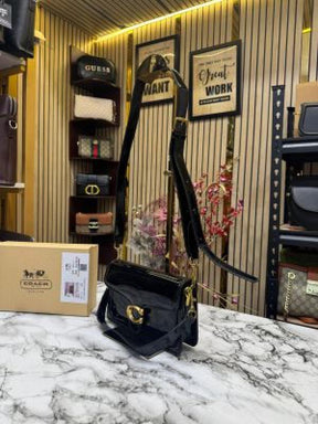 Coac  h tabby glossy crossbody bag with box and dust bag (black)