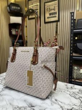 Michael  Kors Voyager Premium Quality Tote Bag With Dust Bag (BIEGE BROWN)