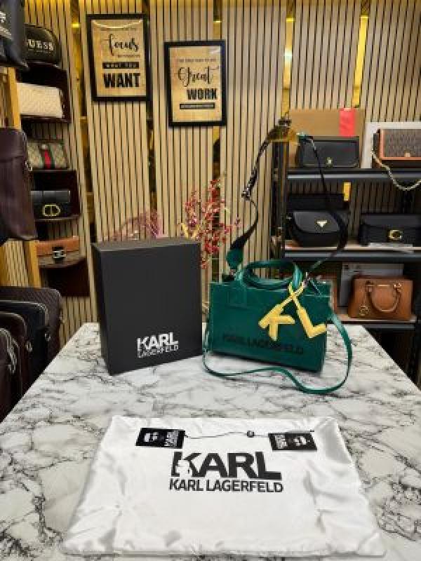 Karl Lagerfeld KSKUARE Embossed Small Tote Bag GREEN