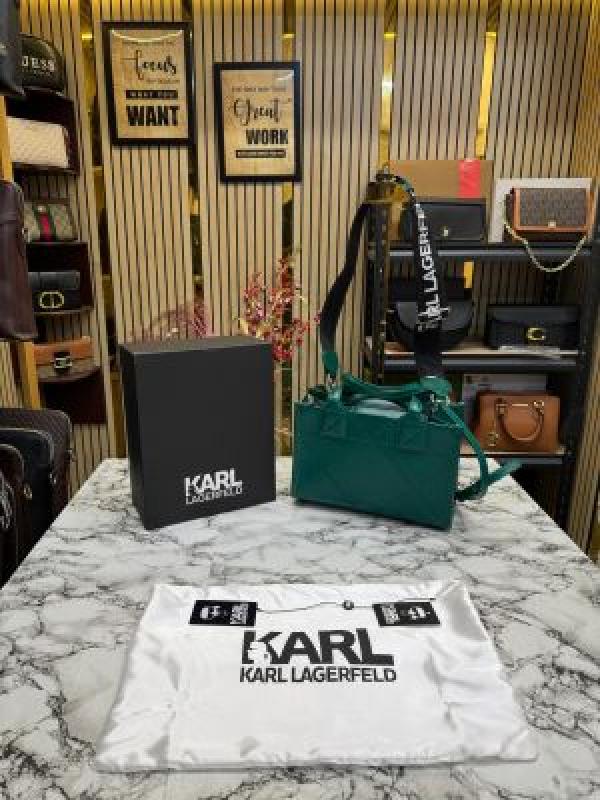 Karl Lagerfeld KSKUARE Embossed Small Tote Bag GREEN
