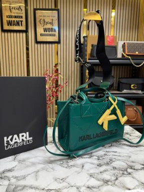 Karl Lagerfeld KSKUARE Embossed Small Tote Bag GREEN
