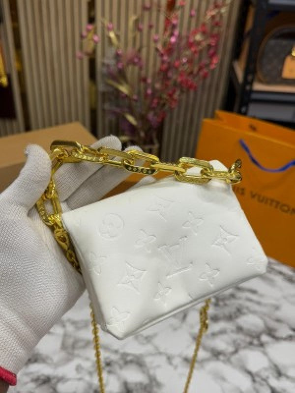 LOUIS  VUITTON COUSSIN NANO BAG WITH OG DOUBLE BOX PREMIUM QUALITY (WHITE)