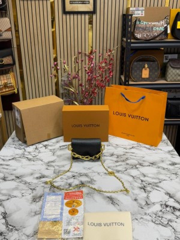 LOUIS  VUITTON COUSSIN NANO BAG WITH OG DOUBLE BOX  PREMIUM QUALITY INCLUDING CARRY BAG (BLACK)