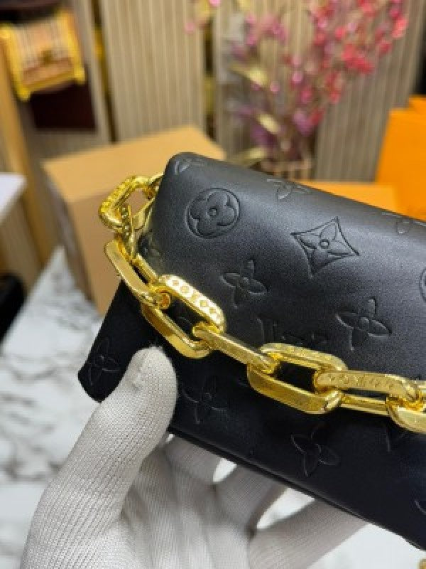LOUIS  VUITTON COUSSIN NANO BAG WITH OG DOUBLE BOX  PREMIUM QUALITY INCLUDING CARRY BAG (BLACK)