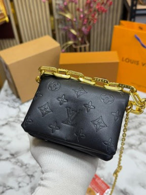 LOUIS  VUITTON COUSSIN NANO BAG WITH OG DOUBLE BOX  PREMIUM QUALITY INCLUDING CARRY BAG (BLACK)