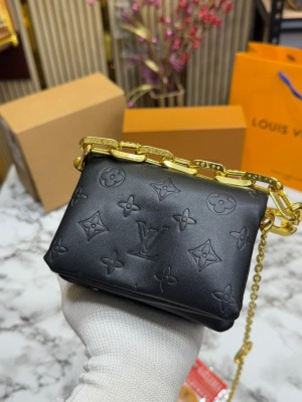 LOUIS  VUITTON COUSSIN NANO BAG WITH OG DOUBLE BOX  PREMIUM QUALITY INCLUDING CARRY BAG (BLACK)