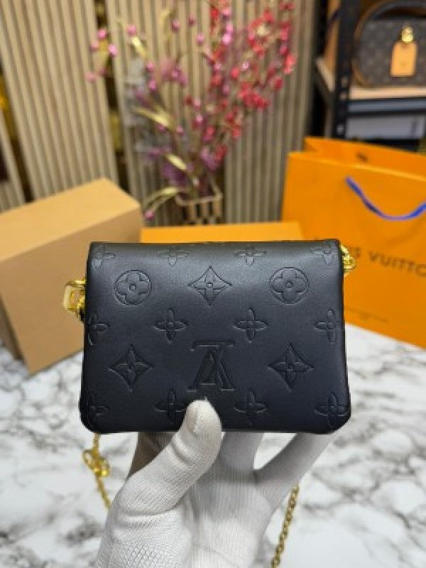 LOUIS  VUITTON COUSSIN NANO BAG WITH OG DOUBLE BOX  PREMIUM QUALITY INCLUDING CARRY BAG (BLACK)
