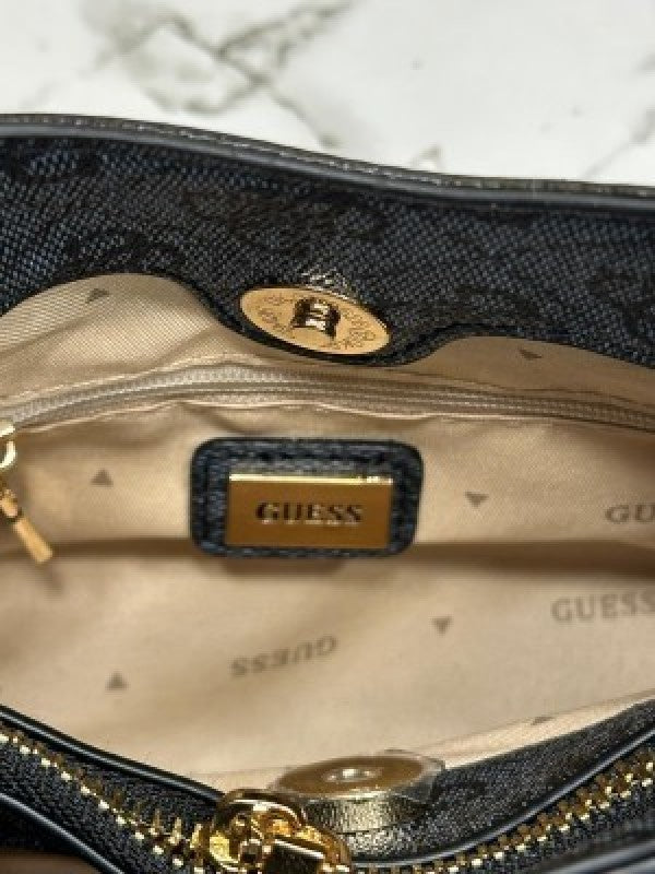 GUESS QUATTRO G LUXURY SATHCHEL HANDBAG WITH OG BOX AND DUST BAG PREMIUM QUALITY (BLACK)