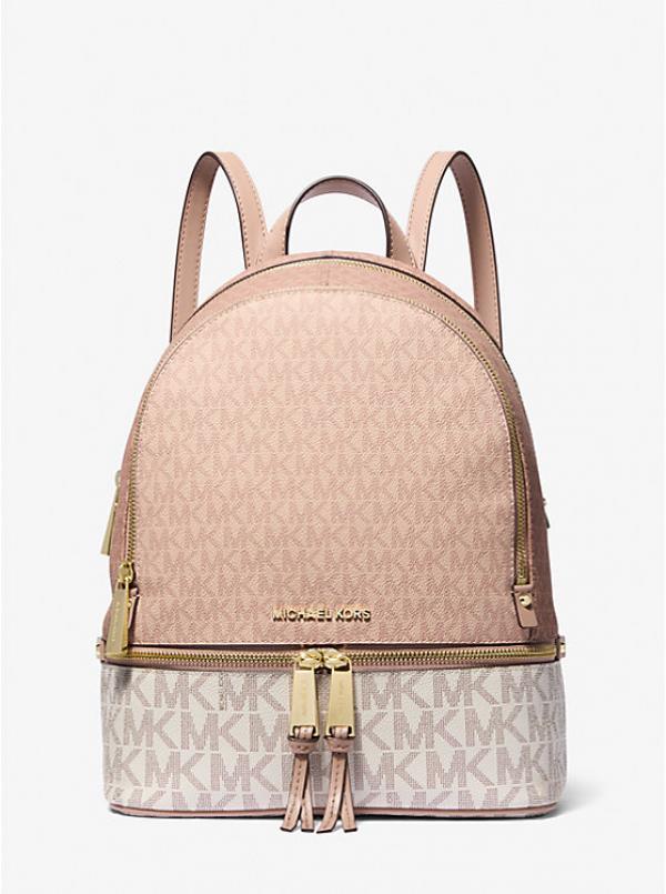 Michael  Kors  Rhea  Medium  Color Block  Pink  Logo  Backpack  Pink  1003