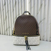 Michael  Kors  Rhea  Medium  Color Block  Brown  Logo  Backpack  Brown  13003  With  Dust  Bag