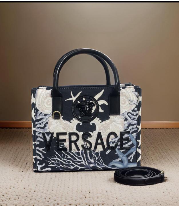 Versace  La  Medusa  Barocco  Sea  Small  Canvas  Tote  Bag  with  box  5465