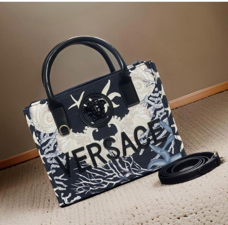Versace  La  Medusa  Barocco  Sea  Small  Canvas  Tote  Bag  with  box  5465