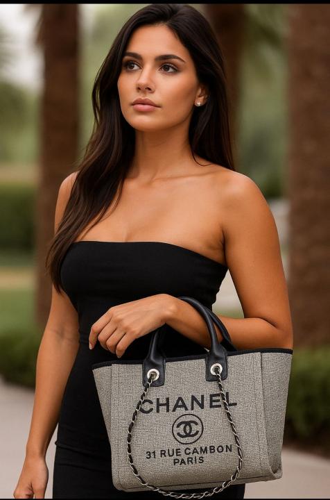 chanel deauville pearl canvas tote bag 5468