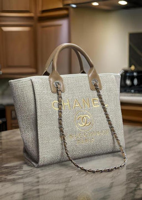 chanel deauville pearl canvas tote bag 5467