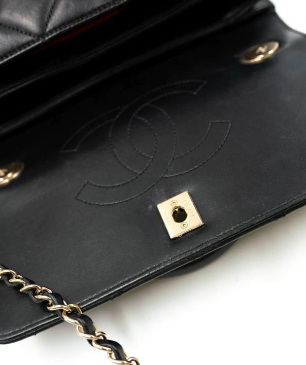 Chanel  quilted cc crush mini flap black purse with Folding box 5469