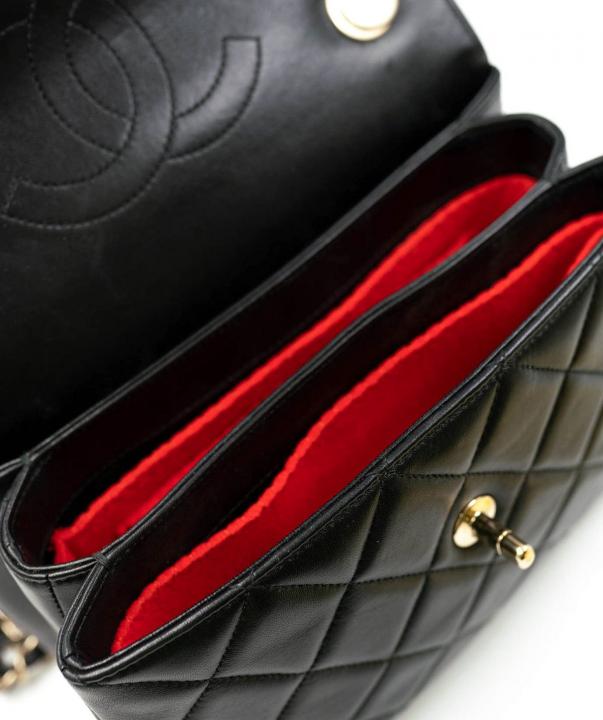 Chanel  quilted cc crush mini flap black purse with Folding box 5469