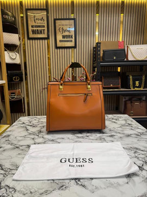 GUESS ELAVATE TOTE WITH DUST BAG PREMIUM QUALITY (BROWN)