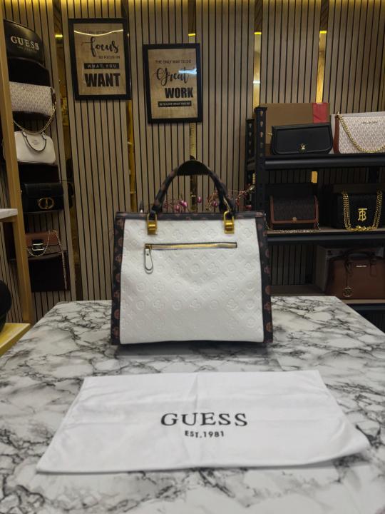 GUESS ELAVATE TOTE WITH DUST BAG PREMIUM QUALITY (WHITE)