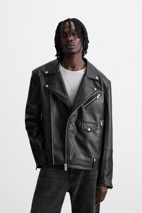 .ZARA.IMPORTED.LEATHER.FABRIC.CROSS.ZIPPER.VERY.PREMIUM.BIKER.JACKET.MR114