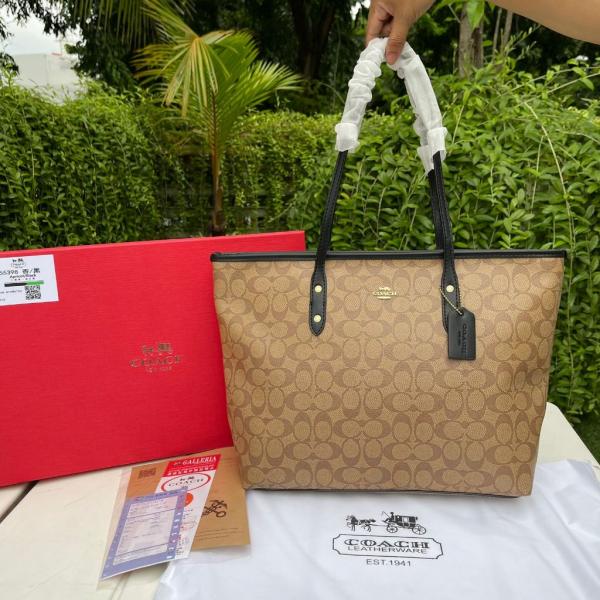 Coach  city  tote  bag  with  og  box  and  bill(55398 apricot black)